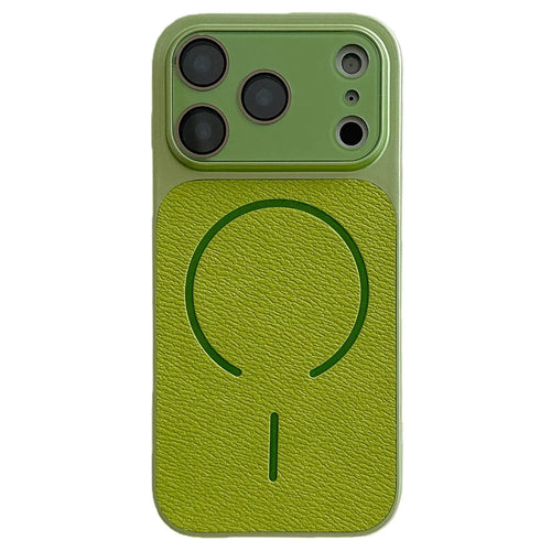 For iPhone 17 Pro Max Magnetic Case TPU + PC + PU Leather Protective Cover Compatible with Magsafe - Green - 1