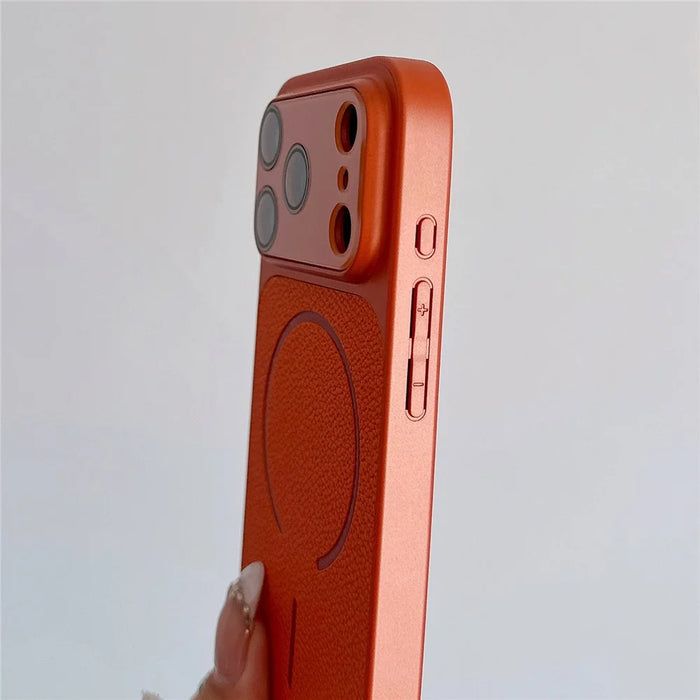 For iPhone 17 Pro Max Magnetic Case TPU + PC + PU Leather Protective Cover Compatible with Magsafe - Green - 7