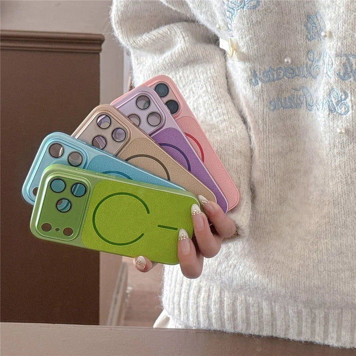 For iPhone 17 Pro Magnetic Case TPU + PC + PU Leather Protective Cover Compatible with Magsafe - Green - 5