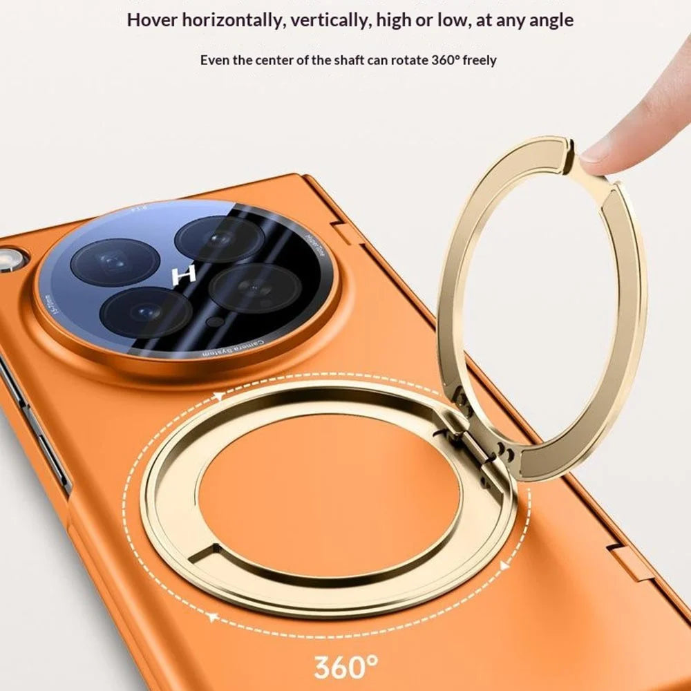 For Oppo Find N6 5G Magnetic Case with Anti-Spy Tempered Glass Film / Lens Protector, Hinge Rotary Kickstand PC Phone Cover - Black - 4