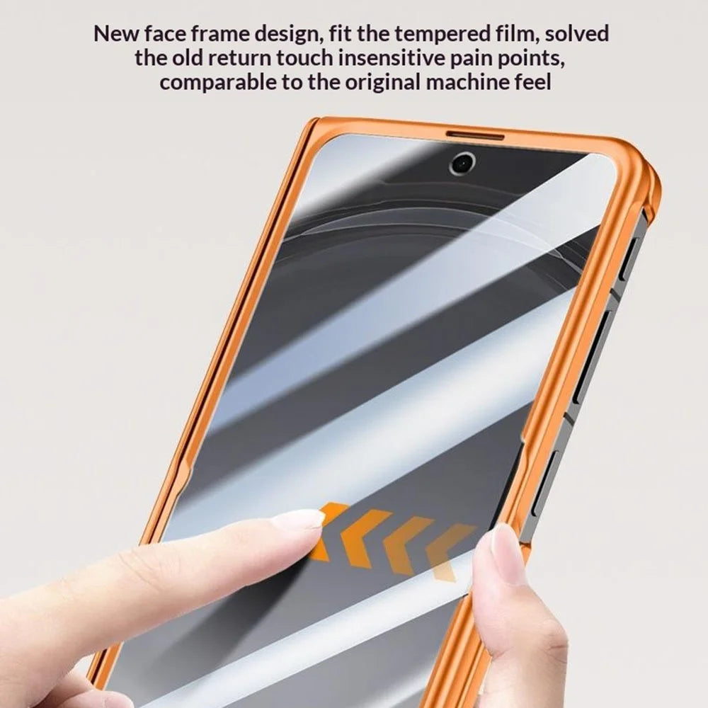 For Oppo Find N6 5G Magnetic Case with Anti-Spy Tempered Glass Film / Lens Protector, Hinge Rotary Kickstand PC Phone Cover - Black - 6