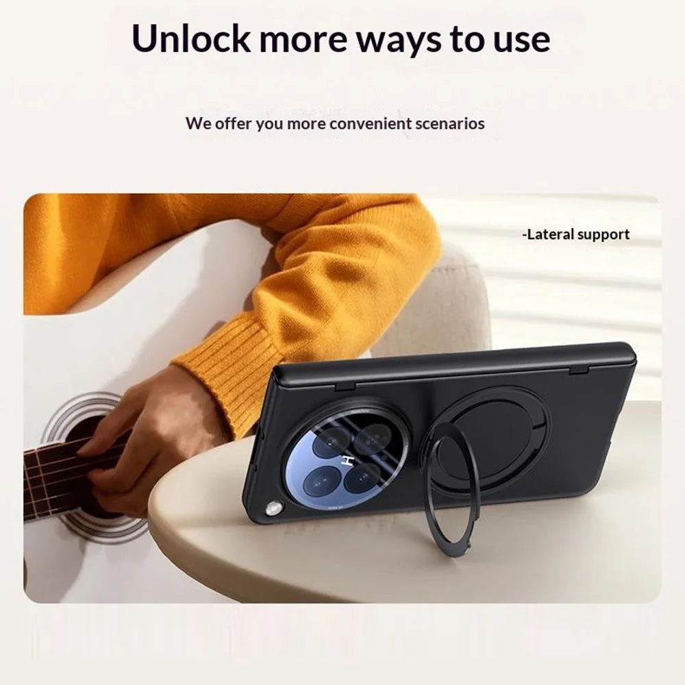 For Oppo Find N6 5G Magnetic Case with Anti-Spy Tempered Glass Film / Lens Protector, Hinge Rotary Kickstand PC Phone Cover - Black - 7