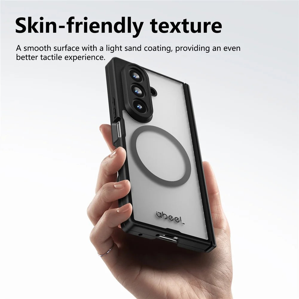 ABEEL for Samsung Galaxy Z Fold7 5G Matte Magnetic Case Hinge Design Shockproof TPU + PC Cover - Black - 5