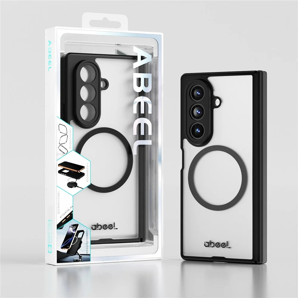 ABEEL for Samsung Galaxy Z Fold7 5G Matte Magnetic Case Hinge Design Shockproof TPU + PC Cover - Black - 7
