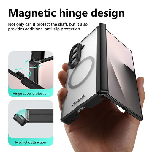 ABEEL for Samsung Galaxy Z Fold5 5G Matte Magnetic Case Hinge Design Shockproof TPU + PC Cover - Black - 2