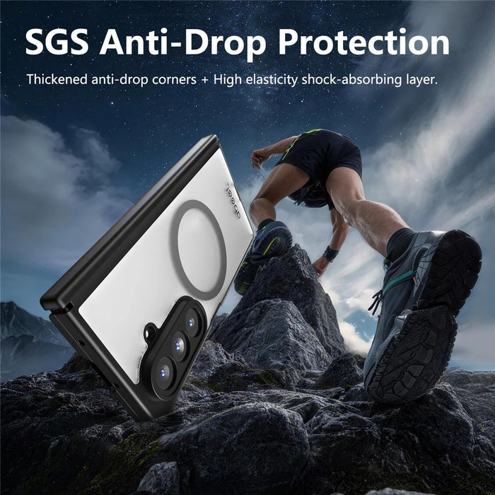 ABEEL for Samsung Galaxy Z Fold5 5G Matte Magnetic Case Hinge Design Shockproof TPU + PC Cover - Black - 4