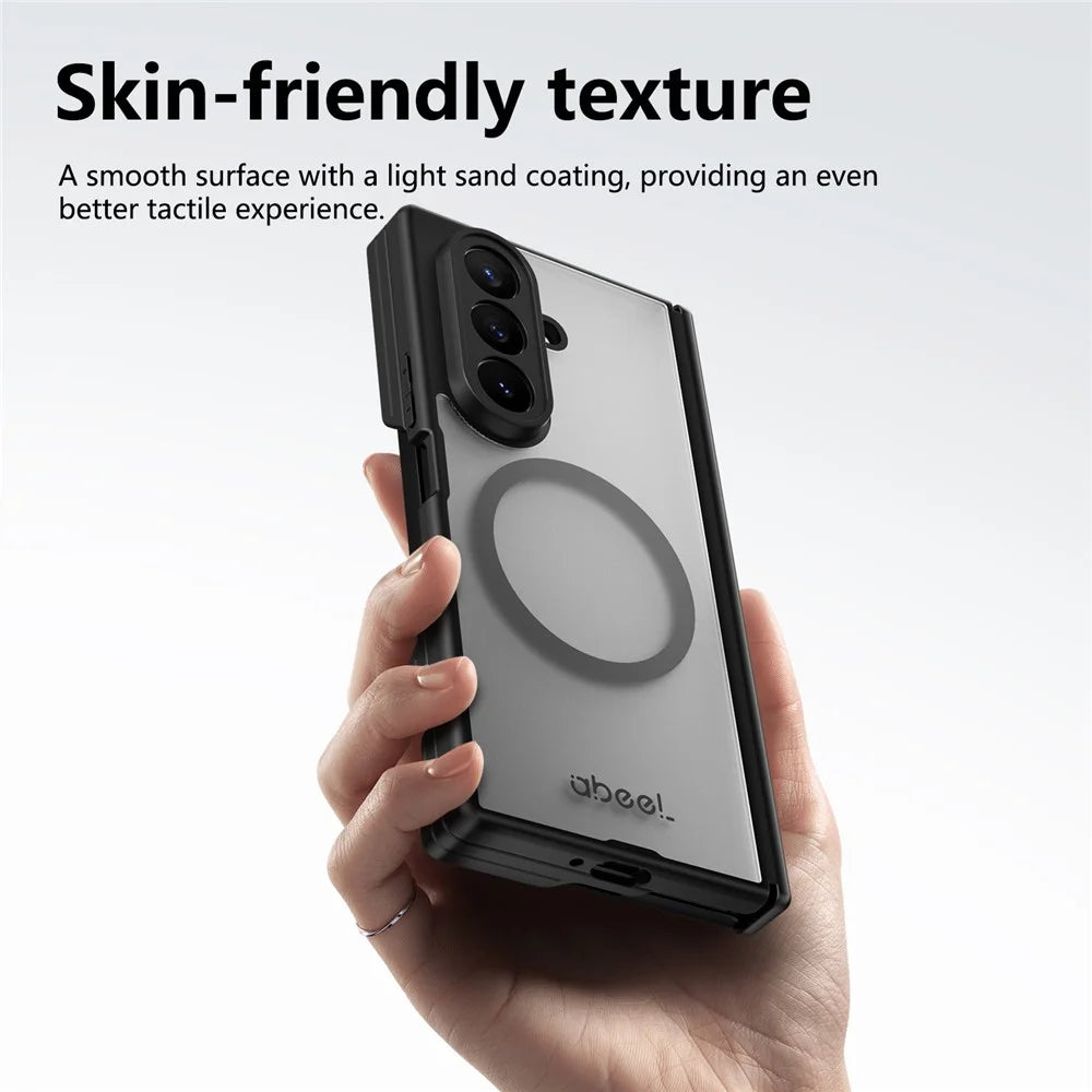 ABEEL for Samsung Galaxy Z TriFold 5G Matte Magnetic Case Hinge Design Shockproof TPU + PC Cover - Black - 5