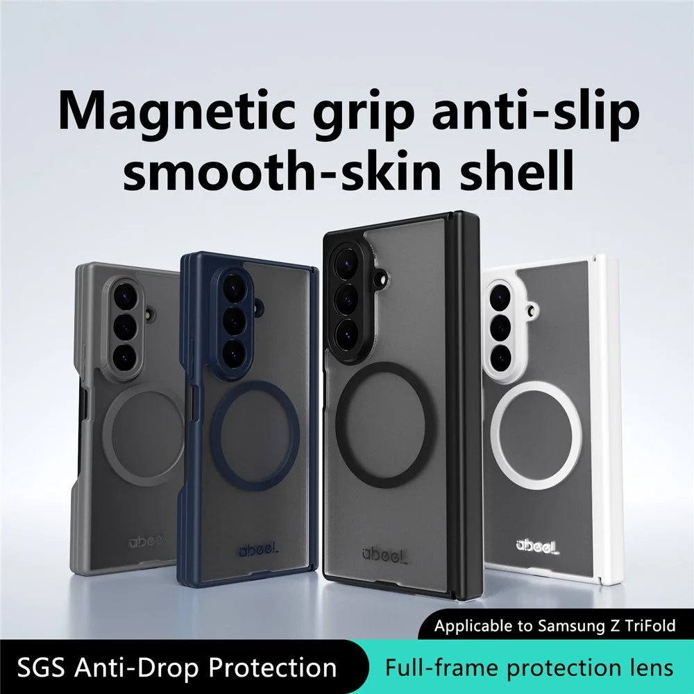 ABEEL for Samsung Galaxy Z TriFold 5G Matte Magnetic Case Hinge Design Shockproof TPU + PC Cover - Black - 6