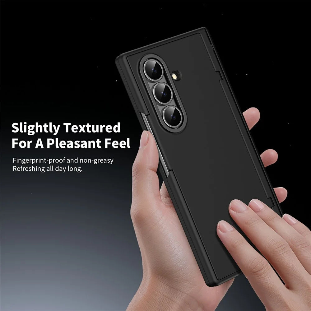 For Samsung Galaxy Z Fold7 5G Case with Tempered Glass Card Holder Stand Wallet Cover - Black - 5