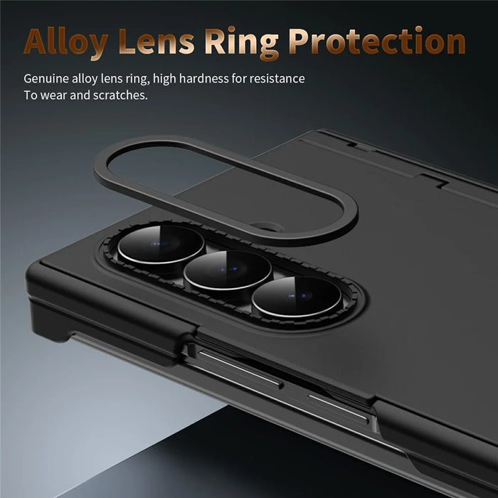 For Samsung Galaxy Z TriFold 5G Case with Tempered Glass Card Holder Stand Wallet Cover - Black - 4