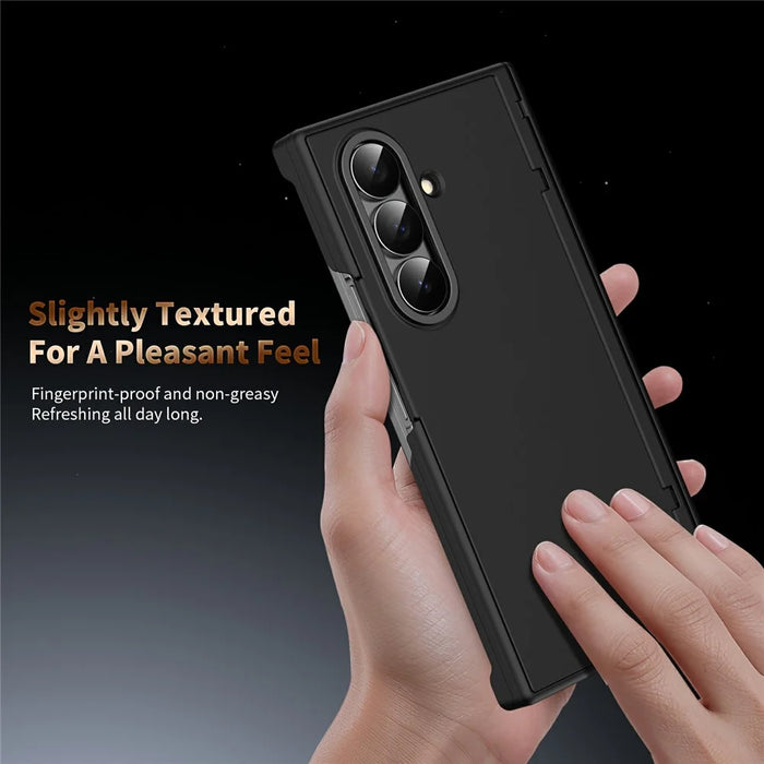 For Samsung Galaxy Z TriFold 5G Case with Tempered Glass Card Holder Stand Wallet Cover - Black - 5
