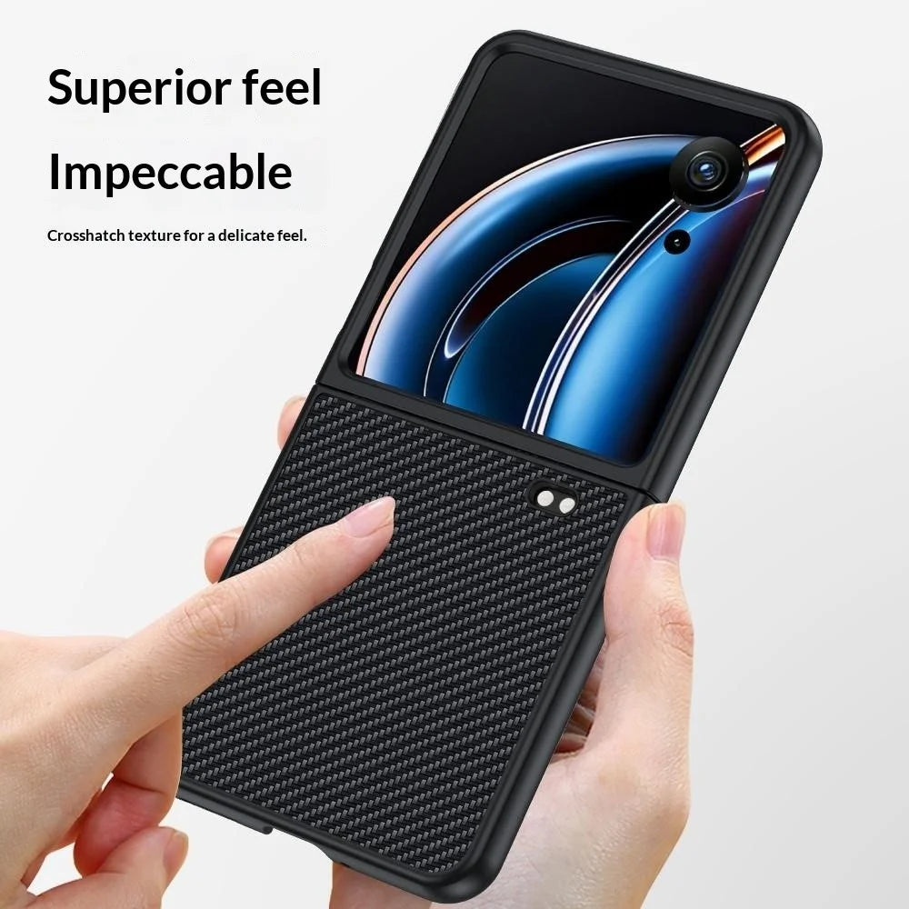 For ZTE nubia Flip3 5G Case Carbon Fiber Texture Leather + PC Anti-Drop Folding Phone Cover - Black - 2