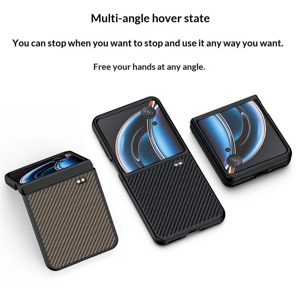 For ZTE nubia Flip3 5G Case Carbon Fiber Texture Leather + PC Anti-Drop Folding Phone Cover - Black - 6