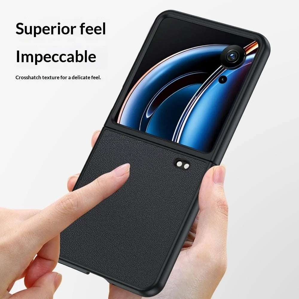 For ZTE nubia Flip3 5G Case PU Leather Coated PC Anti-Drop Folding Phone Cover - Black - 2