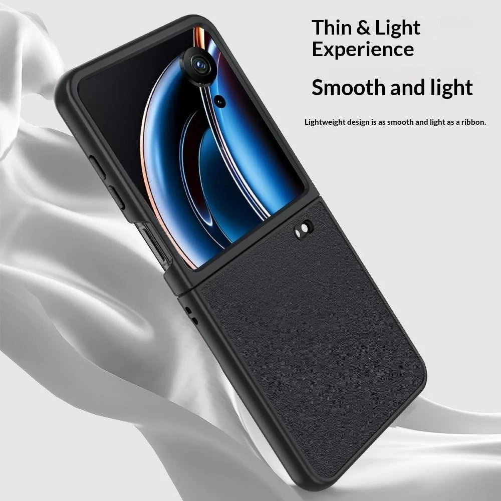 For ZTE nubia Flip3 5G Case PU Leather Coated PC Anti-Drop Folding Phone Cover - Black - 5