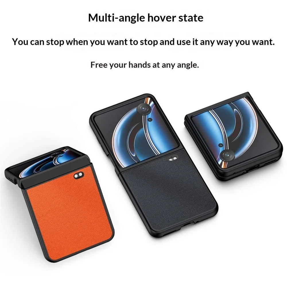 For ZTE nubia Flip3 5G Case PU Leather Coated PC Anti-Drop Folding Phone Cover - Black - 6