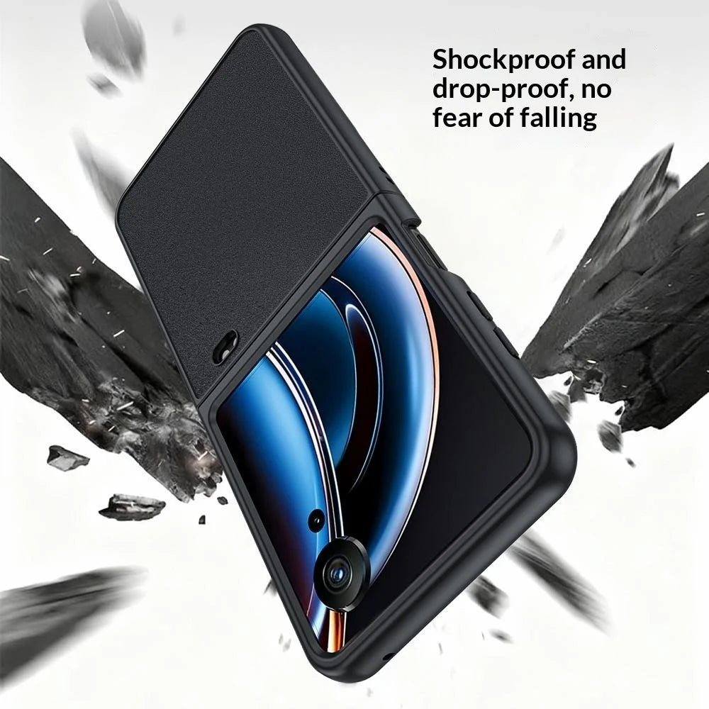 For ZTE nubia Flip3 5G Case PU Leather Coated PC Anti-Drop Folding Phone Cover - Black - 7