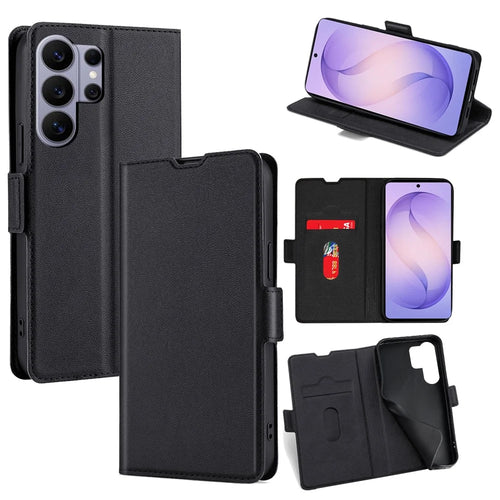 For Samsung Galaxy S26 Ultra Case Card Holder PU Leather Phone Cover - Black - 1