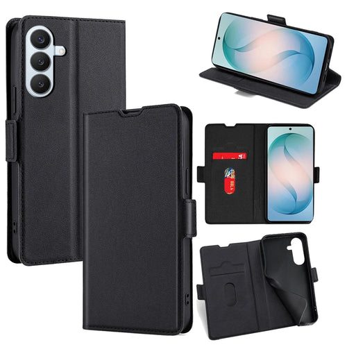 For Samsung Galaxy S26+ Case Card Holder PU Leather Phone Cover - Black - 1