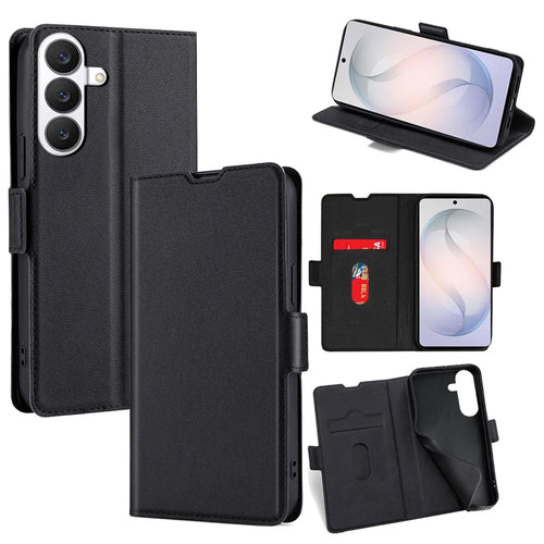 For Samsung Galaxy S26 Case Card Holder PU Leather Phone Cover - Black - 1