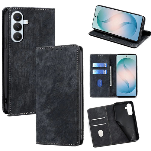 For Samsung Galaxy S26+ Case RFID Blocking Wallet Foldable Stand Leather Phone Cover - Black - 1