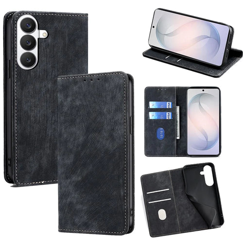 For Samsung Galaxy S26 Case RFID Blocking Wallet Foldable Stand Leather Phone Cover - Black - 1