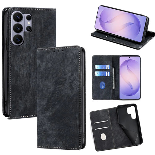 For Samsung Galaxy S26 Ultra Case RFID Blocking Wallet Foldable Stand Leather Phone Cover - Black - 1