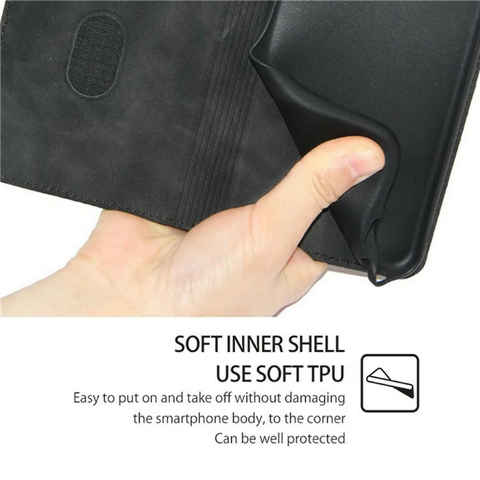 For Samsung Galaxy S26 Case Card Holder PU Leather Magnetic Closing Phone Cover - Black - 6