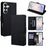 For Samsung Galaxy S26 Case Triangle Imprinted Skin Touch PU Leather Phone Wallet Cover - Black - 1