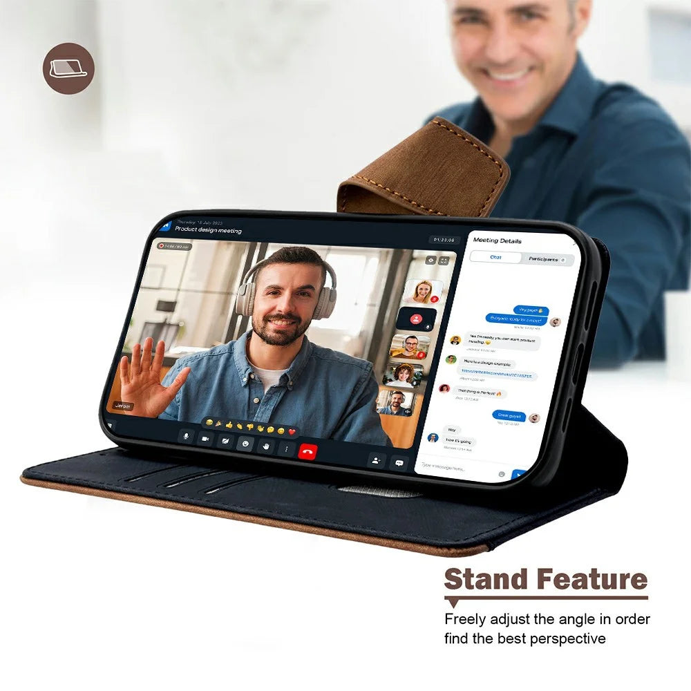 For Samsung Galaxy S26+ Case RFID Blocking Color Splicing PU Leather Wallet Phone Cover - Black - 7