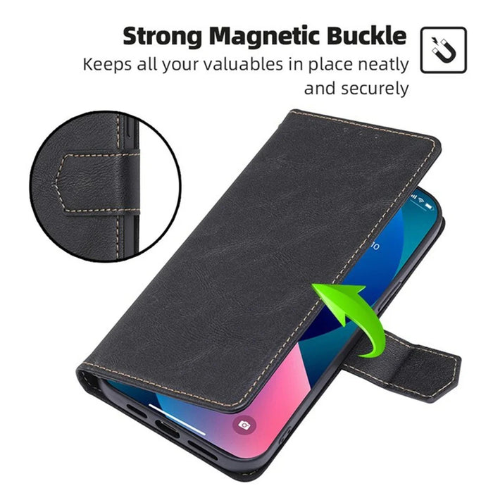 For Samsung Galaxy S26 Case Leather Phone Cover with RFID Blocking Wallet - Black - 5