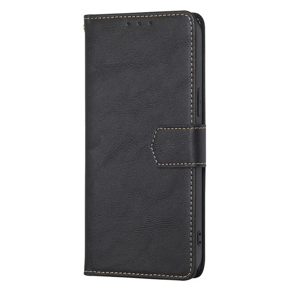 For Samsung Galaxy S26+ Case Leather Phone Cover with RFID Blocking Wallet - Black - 6