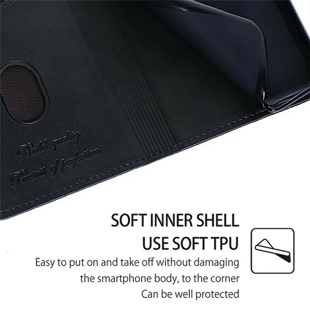 For Samsung Galaxy S26+ Case Card Slots Cowhide Texture Phone Leather Cover - Black - 5