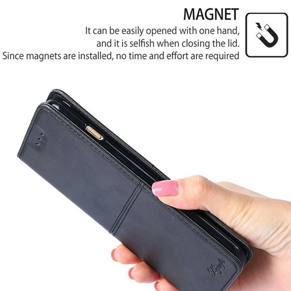 For Samsung Galaxy S26 Case Card Slots Cowhide Texture Phone Leather Cover - Black - 4