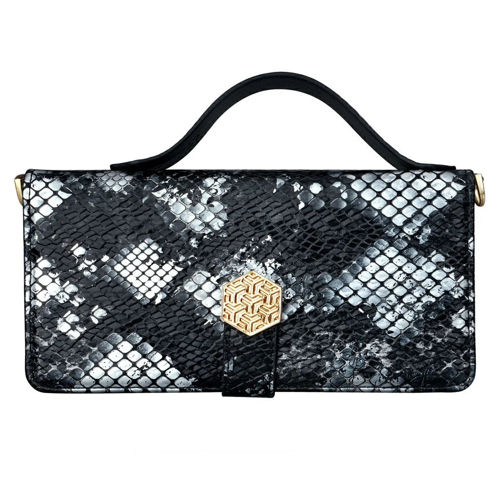 For Samsung Galaxy S26 Ultra Case Snake Skin Texture PU Leather Phone Wallet Cover with Shoulder Strap - Black - 4