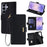 For Samsung Galaxy S26 Ultra Case RFID Blocking Wallet PU Leather Phone Cover with Wrist Strap - Black - 1