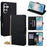 For Samsung Galaxy S26+ Wallet Case Triangle Pattern Imprinted Stand Leather Phone Cover with Shoulder Strap - Black - 1