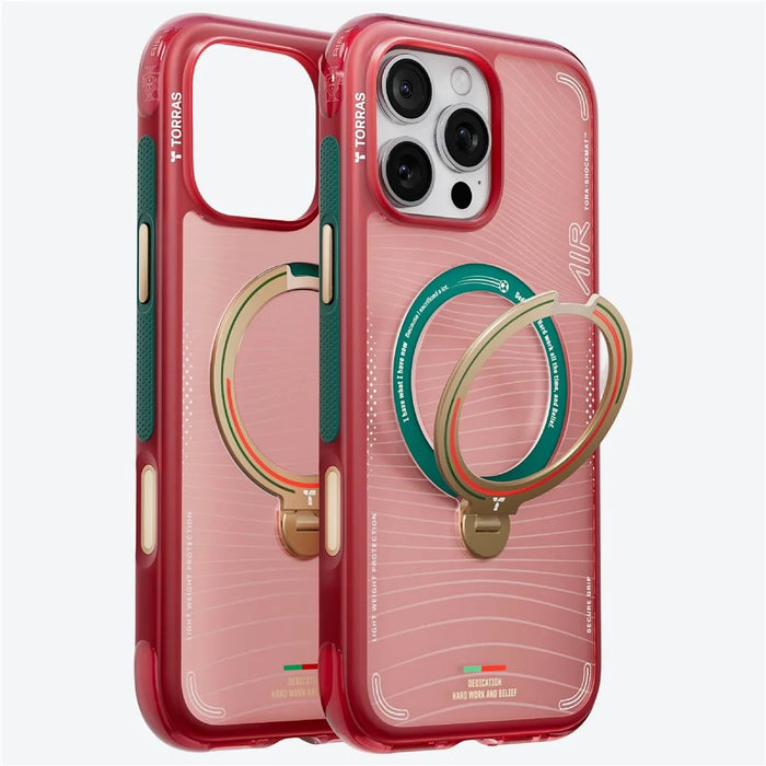 TORRAS Ostand Q3 Air for iPhone 16 Pro Magnetic Case 360° Rotating Kickstand TPU PC Phone Cover, FPF Limited Edition - Wave of Passion - 1