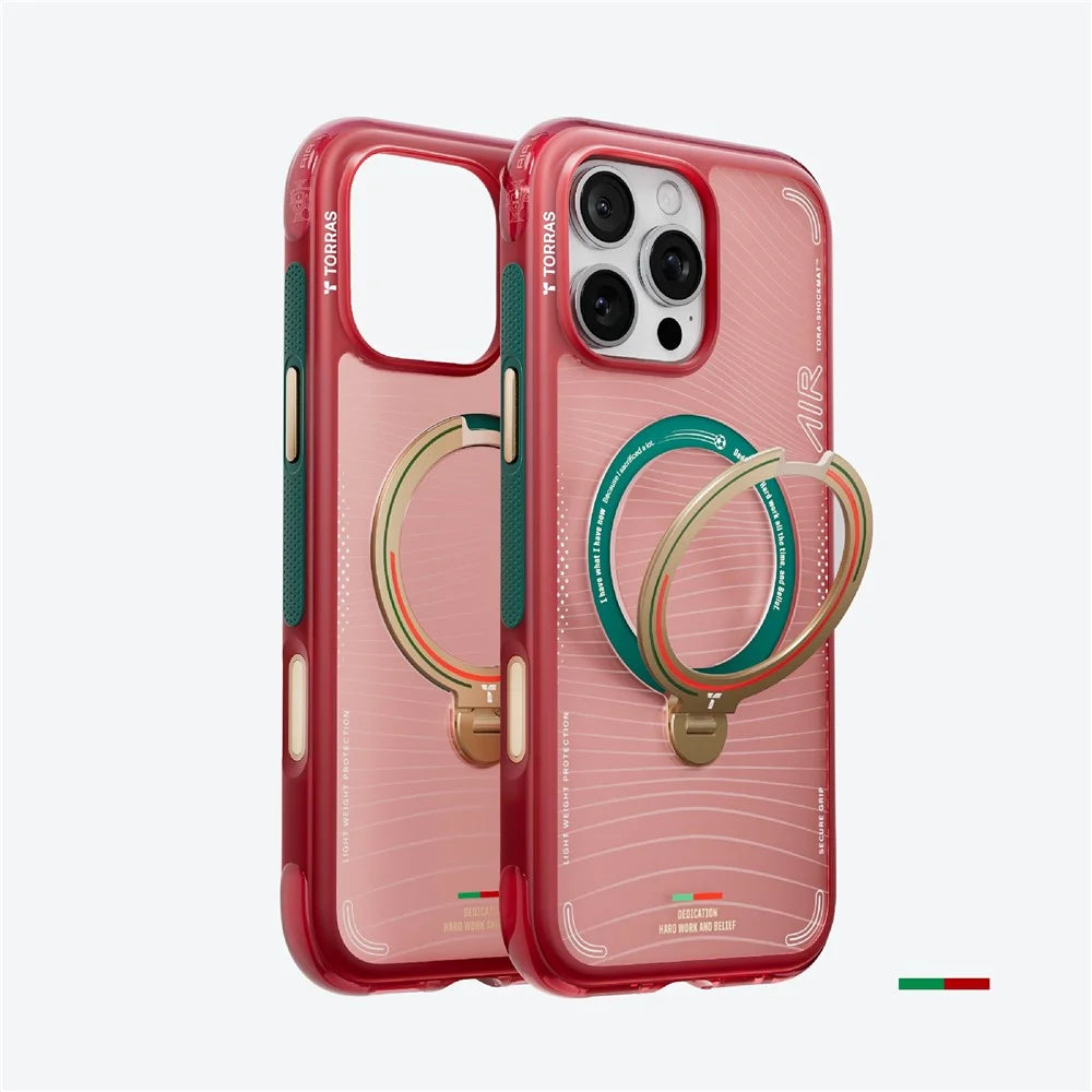 TORRAS Ostand Q3 Air for iPhone 16 Pro Magnetic Case 360° Rotating Kickstand TPU PC Phone Cover, FPF Limited Edition - Wave of Passion - 2