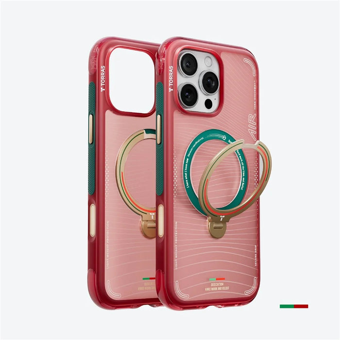 TORRAS Ostand Q3 Air for iPhone 16 Pro Magnetic Case 360° Rotating Kickstand TPU PC Phone Cover, FPF Limited Edition - Wave of Passion - 2