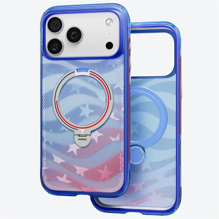 TORRAS Ostand Q3 Air for iPhone 17 Pro Max Magnetic Case 360° Rotating Kickstand Shockproof Cover, Football Team Limited Edition - US Starlight - 1