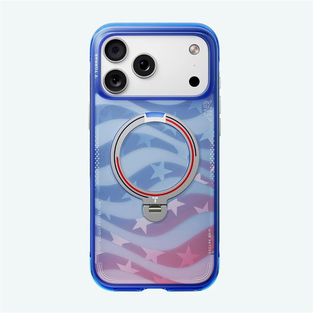 TORRAS Ostand Q3 Air for iPhone 17 Pro Max Magnetic Case 360° Rotating Kickstand Shockproof Cover, Football Team Limited Edition - US Starlight - 3