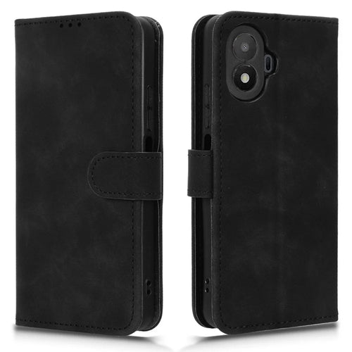 For TCL K70 SE 4G Leather Case Skin Feel Anti Drop Wallet Stand Flip Phone Cover - Black - 1