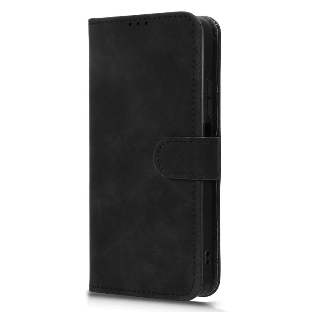 For TCL K70 SE 4G Leather Case Skin Feel Anti Drop Wallet Stand Flip Phone Cover - Black - 5