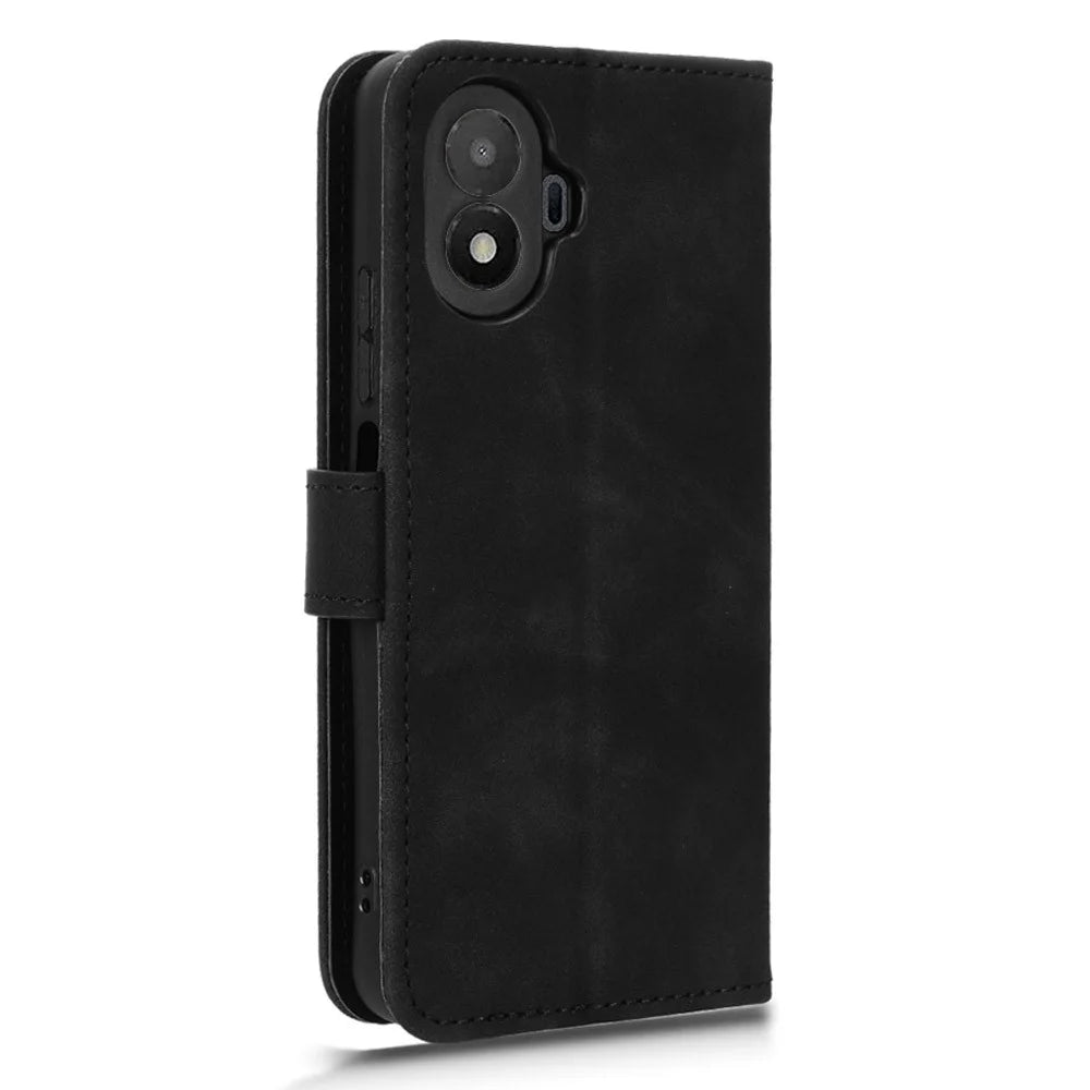 For TCL K70 SE 4G Leather Case Skin Feel Anti Drop Wallet Stand Flip Phone Cover - Black - 6
