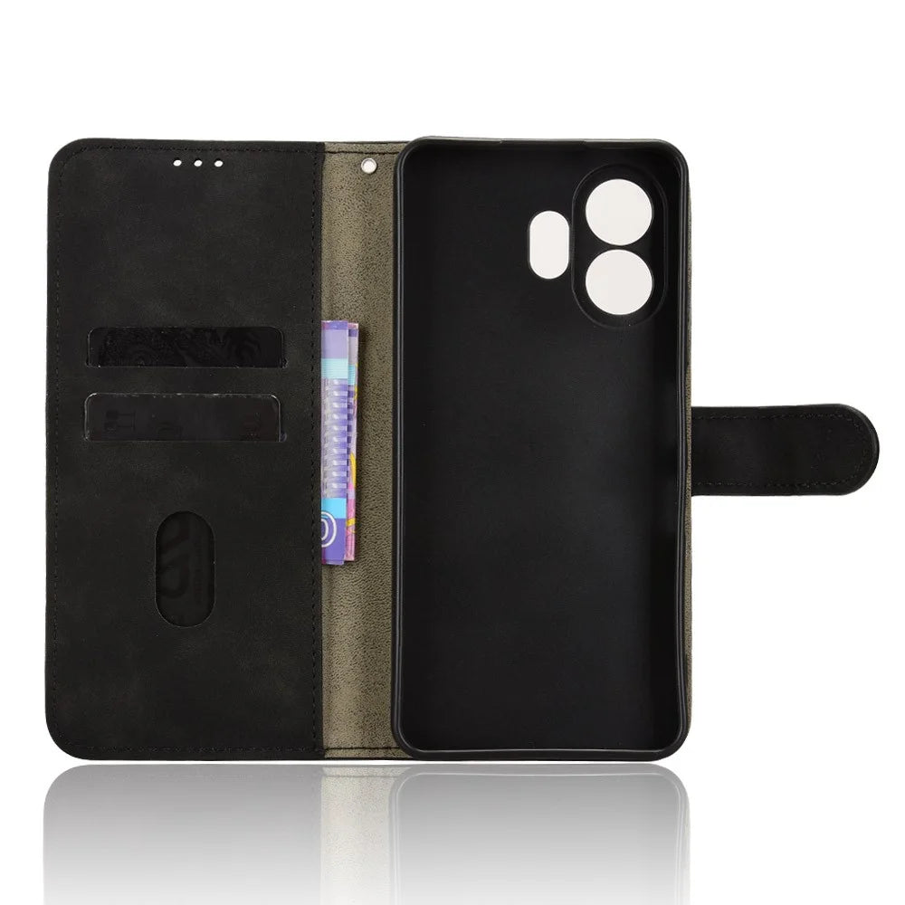For TCL NxtPaper 70 Pro 5G Leather Case Skin Feel Anti Drop Wallet Stand Flip Phone Cover - Black - 4