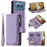 For Nothing Phone (4a) Wallet Case Rhombus Stitching Line PU Leather Phone Cover with Wrist Strap - Purple - 1