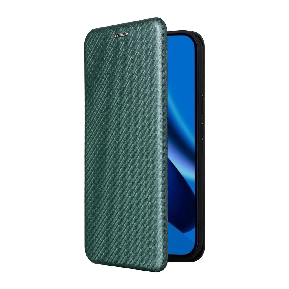 For Google Pixel 10a Phone Case Carbon Fiber Texture Drop-Proof PU Leather Phone Cover - Green - 7