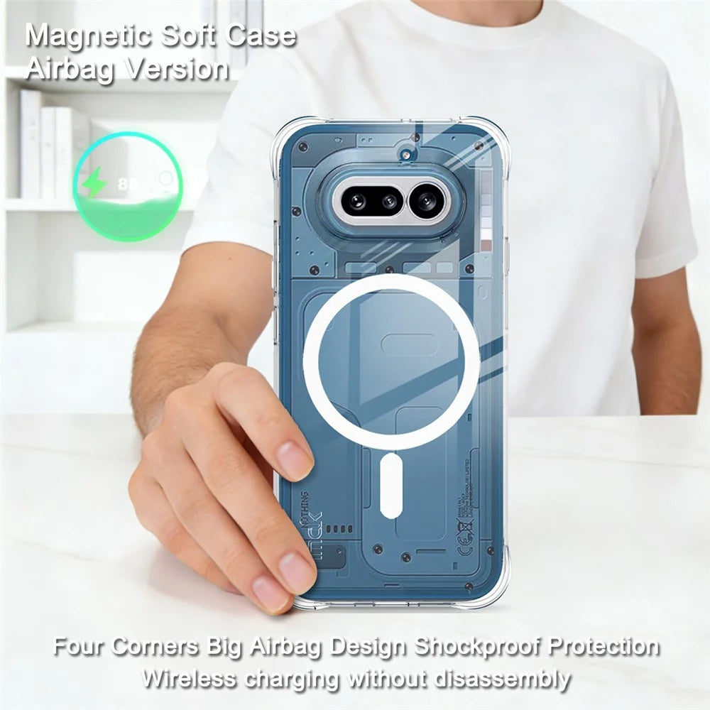 IMAK for Nothing Phone (4a) Magnetic Case Airbag Shockproof Protection TPU Phone Cover - Transparent - 3