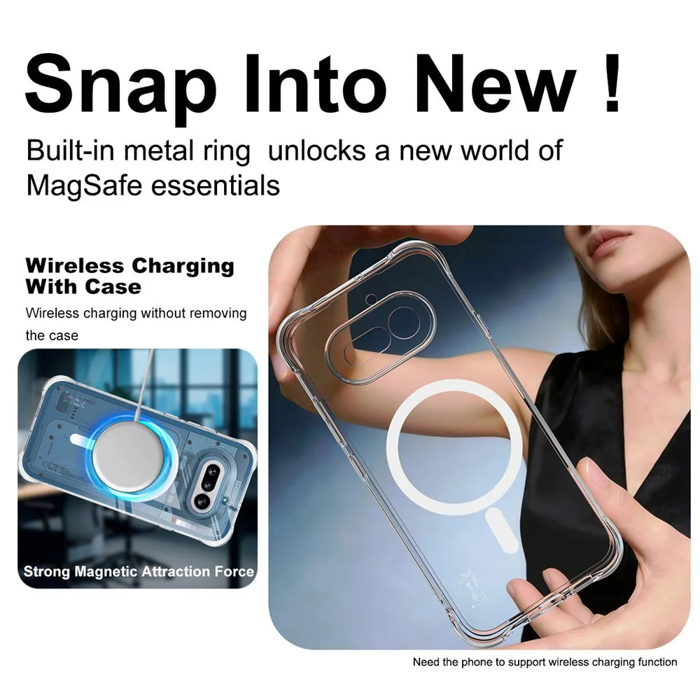 IMAK for Nothing Phone (4a) Magnetic Case Airbag Shockproof Protection TPU Phone Cover - Transparent - 6